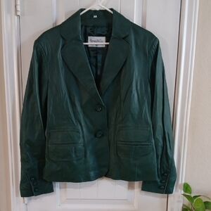 Pamela McCoy Dark Green Leather Blazer
